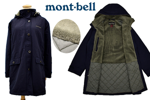 A-4442★送料無料★mont-bell モンベル 1102366★ネイビー紺色 中綿キルティング 裏起毛 フーディー ハスキーコート ジャケット Ｍ