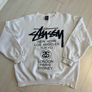 1円スタート Stussy ステューシー メンズ古着 スウェット ワールドツアー 90年代 ショーンフォント USA製 オールド ビンテージ アメリカ製