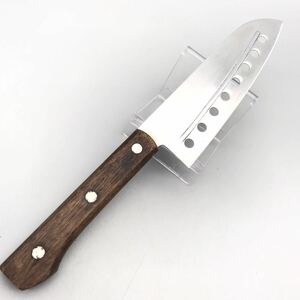 穴あき包丁 庖丁 刃渡り 約 16cm 全長 約 28.5cm 牛刀 万能 三徳 和包丁 両刃 片刃 刃物 調理器具 料理道具 切れ味良好 スチール 木柄