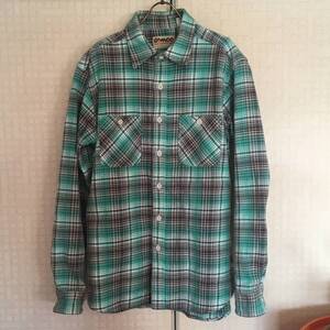 中古　CAMCO　(カムコ)　ヘビーフランネルシャツ　SIZE.L　グリーン　定番