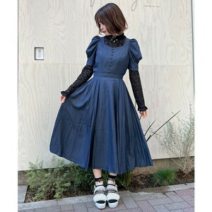 【送料無料・匿名配送】新品タグ付き axes femme アクシーズファム パワショル半袖ワンピース インディゴ