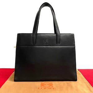 極 美品 希少品 LOEWE ロエベ アナグラム ロゴ 金具 ナッパ レザー 本革 ハンドバッグ ミニ トートバッグ ブラック 黒 31276