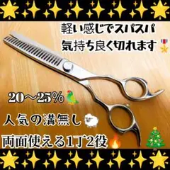 スパッと切れる理美容師サロン仕様セニングシザー両面使用可人気の溝無し20〜25%