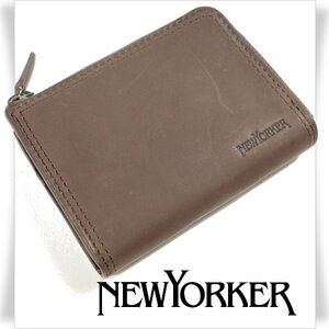 新品1円～★NEWYORKER ニューヨーカー 牛革レザー コインケース 小銭入れ財布 カードケース 茶 定期入れ マディソン◆4751◆