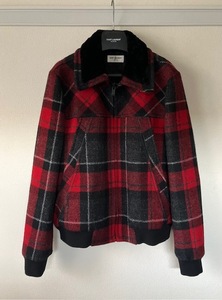 SAINT LAURENT PARIS サンローラン チェック ボア ブルゾン size: 50 極美品 他多数出品中　KK