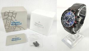 ビビアンウエストウッド E9097 クォーツ 腕 時計 元箱付 現状品 Mウォッチ BLV クロノグラフ Vivienne Westwood★メンズ【中古】5293G