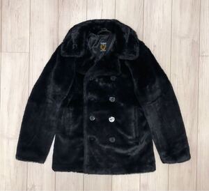 良品 Schott RETRO FUR PEA COAT 3142045 M ショット レトロ フェイク ファー ボア ピーコート Pコート Ｐコート ブラック 黒 740n 753us