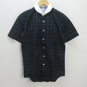 G■ユナイテッドアローズ/UNITED ARROWS GLR 七分袖シャツ/チェック柄【S】緑系/men