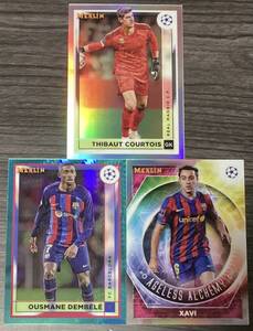 【3枚セット】2022-23 TOPPS MERLIN UEFA SOCCER Thibaut Courtois Refractor Ousman Denbele パラレル Xavi Barcelona Real Madrid