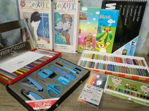 g_t C250 ☆クレヨン/色鉛筆/抒情画ぬりえ/スケッチブック/文具 まとめて ※未使用品含む 【現状品】