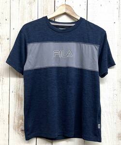 メンズ スポーツウェア ＊FILA フィラ BIELLA ITALIA ＊チェスト 切替 Tシャツ カットソー トップス ネイビー ポリエステル素材 速乾生地