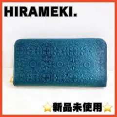 HIRAMEKI. ヒラメキ 長財布ウィリアム モリス 牛革 ネイビー