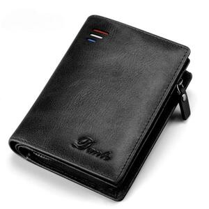 プレミアム本革コンパクト二つ折り財布（ブラック）　メンズ財布