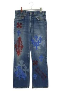 クロムハーツ Chrome Hearts STENCIL DENIM/ステンシル サイズ:32インチ ペイントデザインクロスパッチ付きデニムパンツ 中古 SJ02