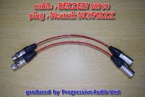 □□ BELDEN 88760＋XLR plug オス-メス（NCFMXX）/0.45m×2本