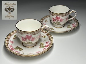 【瑞】Noritake ノリタケ CYCLAMEN TOUCH シクラメンタッチ 9654 デミタスカップ&ソーサー２客セット