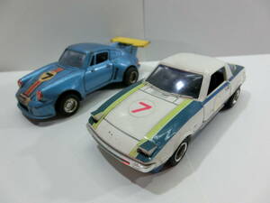 旧車/SHINSEI シンセイ◆『マツダ サバンナ RX-7』デイトナカラー『ポルシェ ターボ』1/37◆日本製/MINI POWER/２台.まとめて