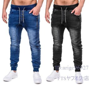 U995☆新品ジーンズ メンズ デニムパンツ ジーパン ストレッチ スキニーパンツ ロング丈 ウォッシュ ボトムス ダメージ加工 M～3XL