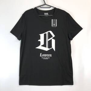 未使用 Lowren ローレン フィットネス 半袖Tシャツ ブラック 冷感生地 36(Sサイズ) プリントロゴ