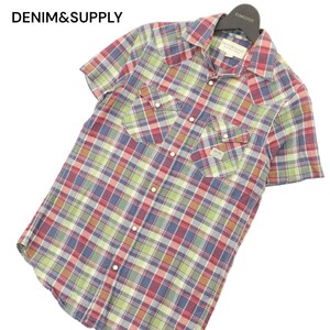 DENIM&SUPPLY ラルフローレン 春夏 半袖 ウエスタン★ チェック シャツ Sz.XS　メンズ　A4T05130_5#A