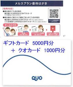 メニコン　メルスプラン入会特典(落札者様が入会することが必要)　ギフト券5000円 + クオカード1000円分 or マクドナルド券　選択可能 