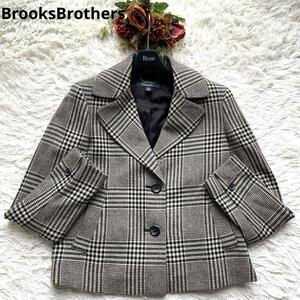 【美品】BrooksBrothers　ブルックスブラザーズ　テーラードジャケット　千鳥格子柄 チェック　MOON社　ウール　ブラウン　茶