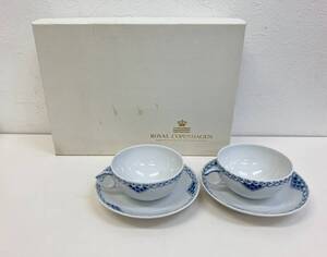 19218 上701-306　ロイヤルコペンハーゲン　プリンセス カップ＆ソーサー　２客　ペア　ROYAL COPENHAGEN 　箱あり　茶器　中古　ヤ80