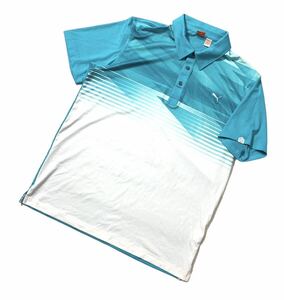大きいサイズ ● PUMA GOLF プーマゴルフ ● ロゴ 刺繍 18ホール プリント グラデーション デザイン 半袖 ゴルフ ポロシャツ XL