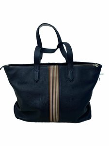 Paul Smith◆ポールスミス/トートバッグ/レザー/黒/ストライプ