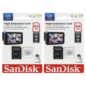 2枚セット 64GB microSD ドライブレコーダー対応 サンディスク 高耐久 SDSQQNR-064G-GN6IA microSDXC マイクロSD C10 U3 V30