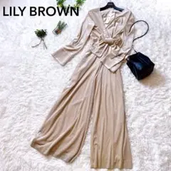 上品　Lily Brown　リリーブラウン　オールインワン　リボン　ベロア