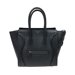 セリーヌ CELINE ラゲージマイクロショッパー 167793 ブラック シルバー金具 カーフスキン ハンドバッグ レディース 中古