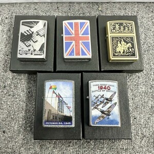 H035-NG8-160 ▲ Zippo ジッポー オイルライター 5点セット ユニオンジャック 国連 ロックンロール 他 喫煙具 5点火花あり