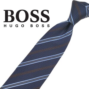 729/ HUGO BOSS ヒューゴボス 中古 ネクタイ ストライプ柄 ネコポス発送