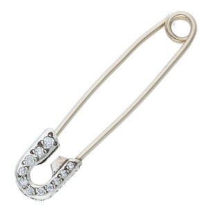 クロムハーツ ネックレストップ SAFETY PIN S P DMND スモールセーフティピン サイズ:SMALL PAVEダイヤシルバーネックレストップ 中古 SJ02