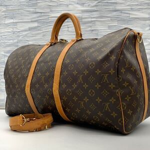 LOUIS VUITTON ルイ ヴィトン M41412 キーポル 60 バンドリエール モノグラム ボストンバック 旅行鞄 大容量 2way ゴールド金具 1円