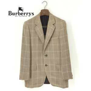 A8413/ビンテージ 80s 春夏 背抜き BURBERRY バーバリー ツイード チェック テーラード ブレザー シングル2Bジャケット 170 M程 茶/メンズ