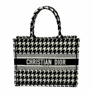Christian Dior クリスチャンディオール 50-MA-0272 ブックトート ミディアム ハンドバッグ キャンバス レディース ブラック系 千鳥柄 【中
