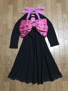 ★新品タグ付き★MA＊RS マーズ MARS★チェック柄 胸リボンフレアワンピース★フリーサイズ★裾レース★ピンク ギャル★希少 激レア