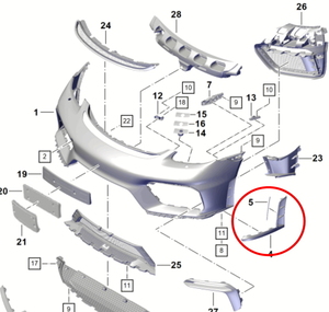ポルシェ純正部品　 781 スパイダー /GT4 　フロントバンパー サイド スポイラー 982807513 左側 　新品・未使用