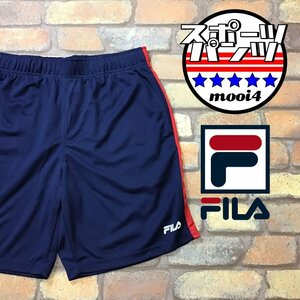 SP1-185★USA規格品状態良好★ネイビー×レッド【FILA フィラ】メッシュ ショートパンツ【メンズ L】ショーツ スポーツ ジム ランニング