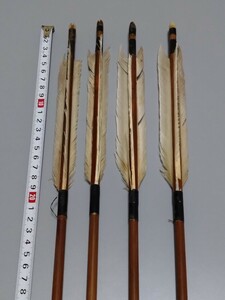 ■弓道竹矢４本■白鳥?■92cm■27g■銘入り■弓術弓具竹製品■在銘■