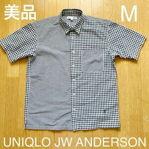 美品 ユニクロ JWアンダーソンクレイジーパターン チェック 半袖シャツ UNIQLO サイズM オーバーサイズ