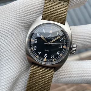 36mm vh31 スイス発光 防水 スポーツ クォーツ ミリタリーウォッチ カーキナイロンバンド メンズ腕時計
