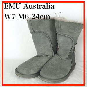 EB6535*EMU Australia*エミュオーストラリア*レディースショートムートンブーツ*W7-M6-24cm*グレー