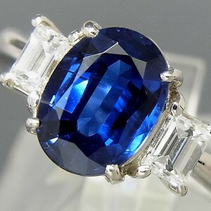 サファイヤファッションリング Pt900 サファイア指輪 S 2.16ct　D 0.41ct　6.3g　10.5号