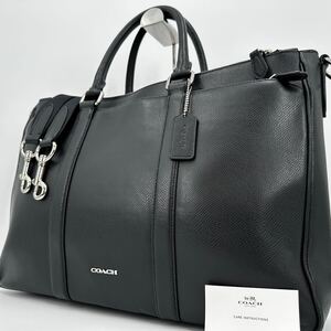 【極美品】COACH コーチ メトロポリタン 2WAY ブリーフケース ビジネスバッグ ショルダー メンズ ブラック A4収納 通勤 営業 レザー 本革