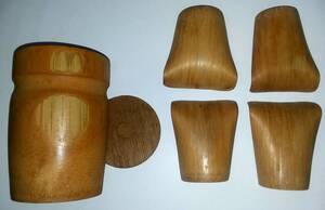 ♪昭和レトロ★竹製品★茶道具☆蓋付き建水★お菓子入れ4点セット★バンブー★Old Japanese Bamboo Tea Ceremony goods ★Made in Japan