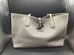 4340■　ロンシャン LONGCHAMP ROSEAU ロゾ エッセンシャルM ショッピングバッグ 中古 レザー グレー系 