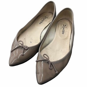 レペット Repetto パテントレザー ポインテッドトゥ バレエシューズ フラット パンプス 靴 381/2 25.0cm ピンク ベージュ レディース